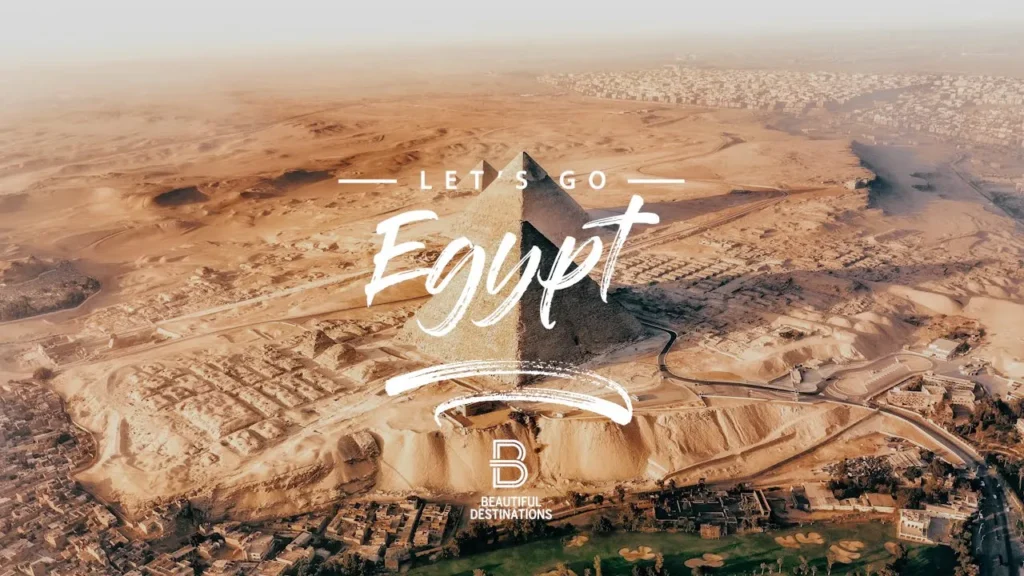 Aerial view of the Giza pyramids, Egypt